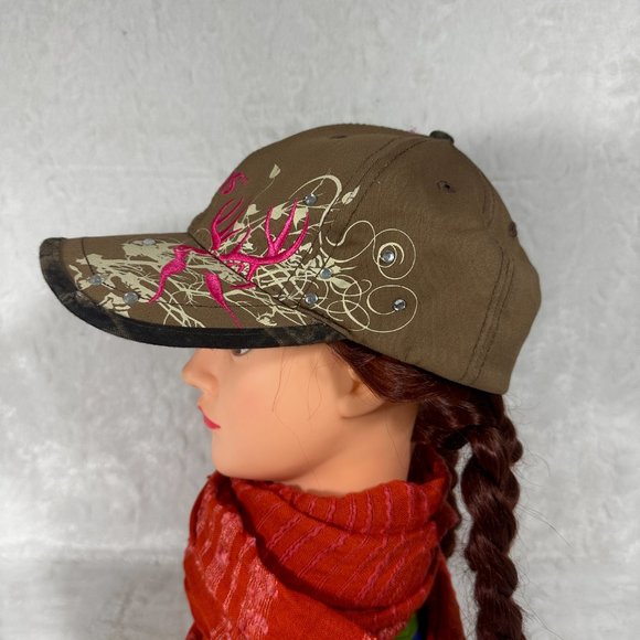 Primos Womens Ball Cap Paramount Outdoors Brown/Pink Embroidered Adjustable Hat - Picture 3 of 9